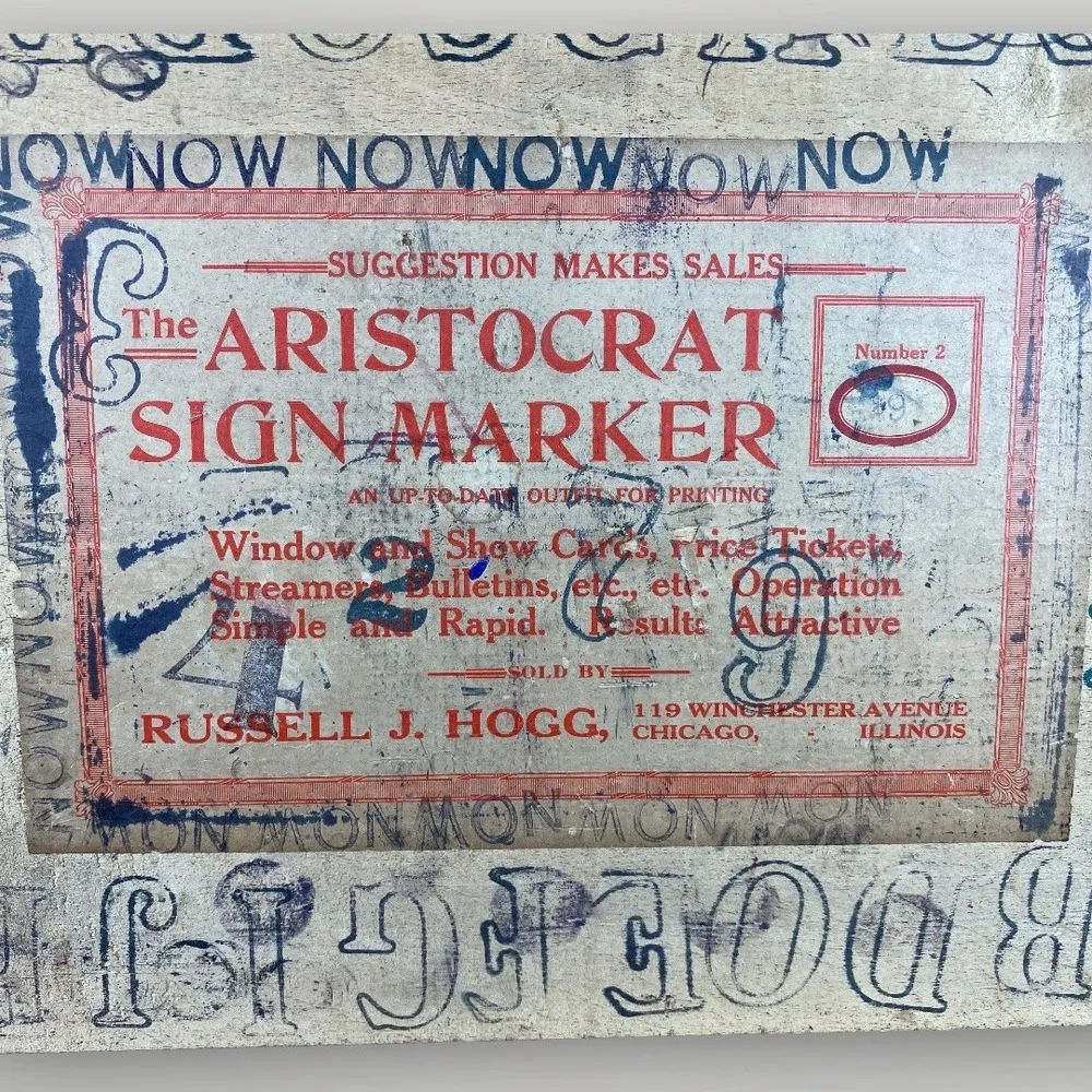 Antique Aristocrat Sign Marker Rubber Stamp Set 1910s-1930s Box 63 Pieces